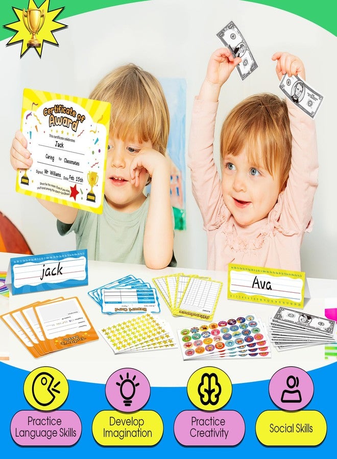 SkilLify Pretend Play Teacher Set for Kids, Classroom Role Playset with Whiteboard, Magnetic Numbers, Alphabet Posters, USA Maps, Money Games, Teacher Supplies Educational Toys Gift for Boys Girls - Image 5